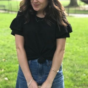 Madewell Black Ruffle Short Sleeve Tee Size XS